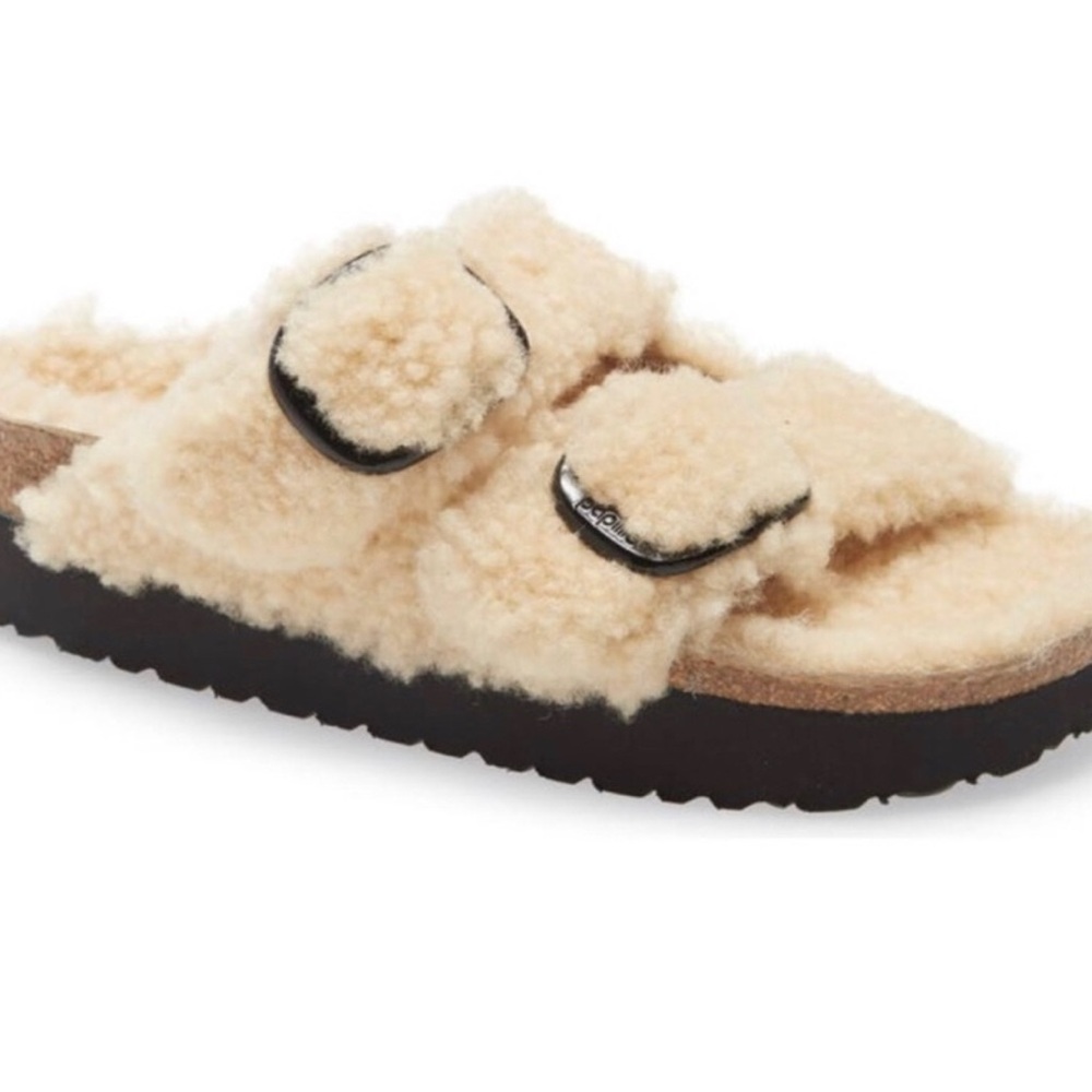 Birkenstock Papillio Arizona Big Buckle Eggshell Shealing Sandals 36=5
